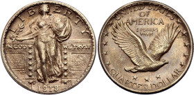 United States 1/4 Dollar 1918 S Die Crack Error