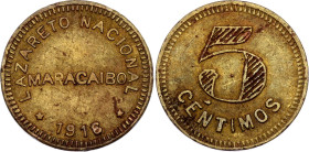 Venezuela Maracaibo Leper Colony 5 Centimos 1916