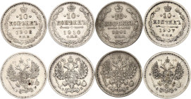 Russia 4 x 10 Kopeks 1891 - 1910