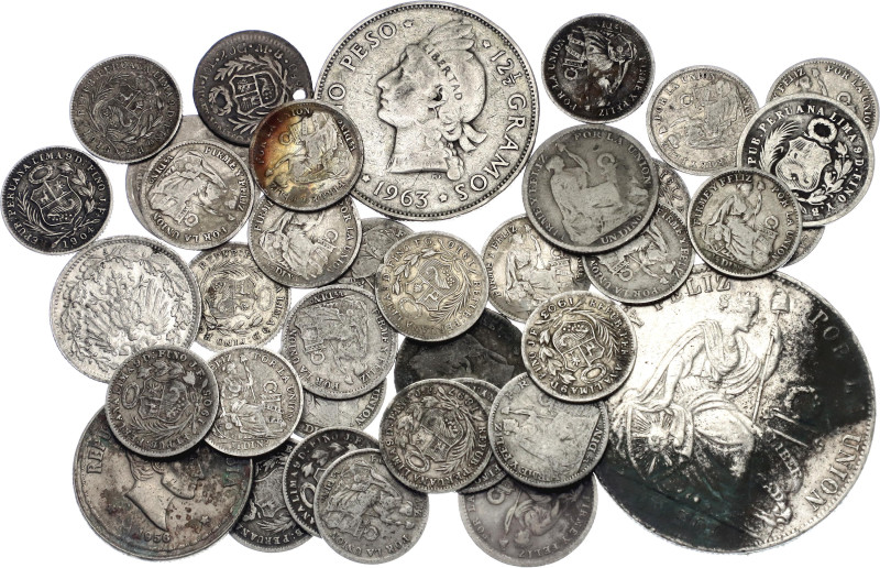 World Lot of 37 Coins 1850 - 1964

Silver 90.79 g.; Various Dates, Denominatio...