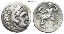 Kingdom of Macedon. Philip III Arrhidaios. Drachm. (17mm, 4.2 g) 336-323 BC. Lampsakos. In the name and types of Alexander III.Anv.: Head of Herakles ...