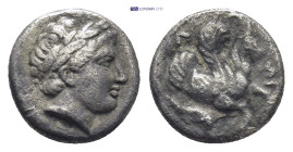 Mysia, Lampsakos, ca. 4th cent. BC, AR trihemiobol (10mm, 1.14 g) Laureate head of Apollon right Forepart of pegasos right, beneath snail, Λ-A-M aroun...
