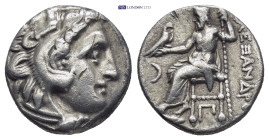 Kings of Macedon, Alexander III “the Great” (336-323 BC), Drachm, Kolophon, c. 301/0-300/299, (4.23g, 16mm). Head of Herakles right, wearing lion skin...