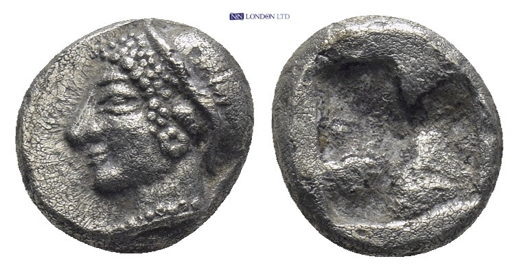 IONIA, Phokaia. Circa 625/0-522 BC. AR Obol (10mm, 1.2 g) Female/ Athena head le...