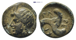 DYNASTS of LYCIA. Perikles. Circa 380-360 BC. Æ (12mm, 2.0 g). Horned head of Pan left / P -PE-K around triskeles.