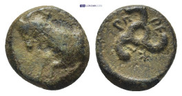 DYNASTS OF LYCIA. Perikles, circa 380-360 BC. AE (Bronze, 11mm, 1.2 g). Forepart of goat left Rev: Triskeles.