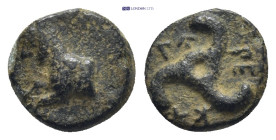 DYNASTS OF LYCIA. Perikles, circa 380-360 BC. AE (Bronze, 9mm, 1.1 g). Forepart of goat left Rev: Triskeles.