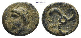 DYNASTS of LYCIA. Perikles. Circa 380-360 BC. Æ (13mm, 2.1 g). Horned head of Pan left / P -PE-K around triskeles.