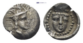 Dynasts of Lycia, Uncertain dynast or mint AR Hemiobol. (8mm, 0.29 g) Circa 4th century BC. Head right, wearing kausia (?) / Diademed head facing.
