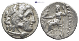 KINGS of MACEDON. Philip III Arrhidaios. 323-317 BC. AR Drachm (17mm, 3.9 g). In the name and types of Alexander III. Kolophon mint. Struck under Mena...