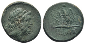 Bithynia, Dia. Civic Issue. Ca. 85-65 B.C. AE (21mm, 7.8 g). Laureate head of Zeus right / ΔΙΑΣ, Eagle standing left on thunderbolt, head right, wings...