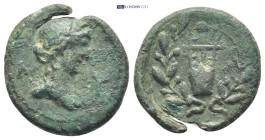 LYCIAN LEAGUE. Cragos/Kragos. 2nd-1st Century. AE (20mm, 4.22 g) Obv: Laureate head of Apollo right, ith bow and quiver over his shoulder ( Λ) left (Y...