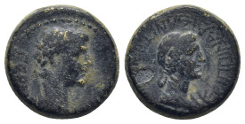 PHRYGIA. Aezanis. Germanicus with Agrippina I (Died 19 and 33, respectively). Ae. (15mm, 3.9 g) Straton Medeus, magistrate. Struck under Caligula. Obv...