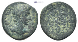 PHRYGIA. Laodicea. Augustus (27 BC-14 AD). Ae. (16mm, 3.3 g) Zeuxis Philalethes, magistrate. Obv: ΣΕΒΑΣΤΟΣ. Bare head of Augustus right; lituus in fro...