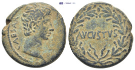 Uncertain Asian mint. Augustus, 27 BC-AD 14. Ae (bronze, 10.05 g, 25 mm). CAESAR Bare head of Augustus to right. Rev. AVGVSTVS within laurel wreath.