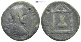 PISIDIA, Codrula. Elagabalus. AD 218-222. Æ (30mm, 15.9 g) Laureate, draped and cuirassed bust of Elagabalus, right, seen from rear. / front view of t...