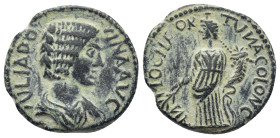 Pisidia, Antiochia, Julia Domna (193-217), AE (Bronze, 22mm, 6.0 g). Obv: IVLI DO-MNA AVG, draped bust of Julia Domna to right. Rev: ANT-IOCH FO - RTU...