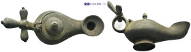 Bronze oil Lamp with Cross Handle. (115mm, 131.2 g)