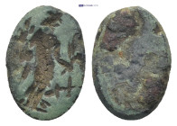 Ring head. Tyhce standing right, holding cornucopia and corn ear. (12mm, 0.78 g)