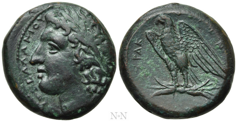 SICILY. Syracuse. Hiketas II (287-278 BC). Ae. 

Obv: ΔΙΟΣ ΕΛΛΑΝΙΟΥ. 
Laureat...