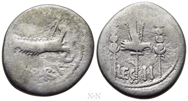 MARK ANTONY. Denarius (32-31 BC). Patrae(?). Legionary issue. 

Obv: ANT AVG /...