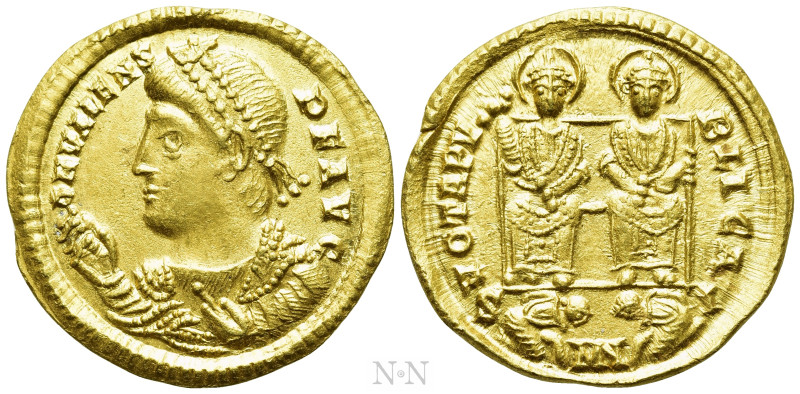 VALENS (364-378). GOLD Solidus. Nicomedia. 

Obv: D N VALENS P F AVG. 
Pearl-...