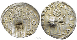 SERBIA. Stefan Uroš IV Dušan (1331-1355). Dinar. 

Obv: IC - XC / R - O. 
Christ Pantrokrator seated facing on throne.
Rev: IMPЄRATOR STЄFANVS. 
...