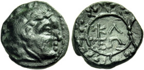 ARGOLIS. Kleonai. Circa 320 BC. Chalkous (Bronze, 13 mm, 1.77 g, 9 h). Head of youthful Herakles to right, wearing lion's skin headdress. Rev. ΚΛ/EΩ i...
