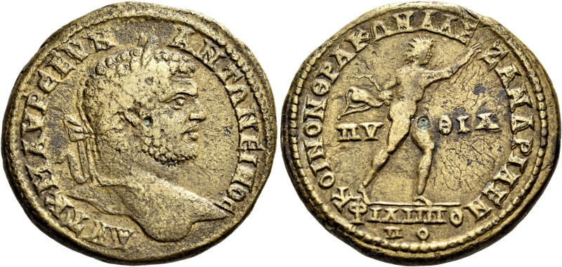 THRACE. Philippopolis. Caracalla, 198-217. (Bronze, 32.5 mm, 17.37 g, 1 h), 215....