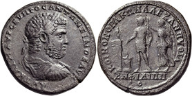 THRACE. Philippopolis. Caracalla, 198-217. Medallion of 8 Assaria (Bronze, 42 mm, 37.38 g, 12 h), 215. AVT KAI M AVP CEVHPOC ANTΩNEINOC AVΓ Laureate, ...