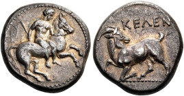 CILICIA. Kelenderis. Circa 410-375 BC. Drachm (Silver, 15 mm, 3.48 g, 1 h). Youthful nude rider holding the reins with his left hand and a goad in his...
