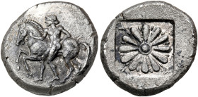 IONIA. Erythrai. Circa 480-450 BC. Drachm (Silver, 17 mm, 4.55 g, 3 h). Nude ephebe striding to left, holding, with his right hand, the bridle of a ho...