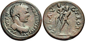 TROAS. Alexandria Troas. Caracalla, 198-217. 4 Assaria (Bronze, 25 mm, 9.39 g, 7 h). M AVR AN-TONINVS PIVS AV Laureate, draped and cuirassed bust of C...