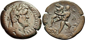 EGYPT. Alexandria. Antoninus Pius, 138-161. Drachm (Bronze, 32.5 mm, 18.01 g, 12 h), year ΚΔ = 24 = 160/1. [ΤΙ]ΑΙΛ ΑΔΡΙΑ - ΑΝΤWΝΙΝΟϹ ϹΕ [ΕΥ] Laureate ...