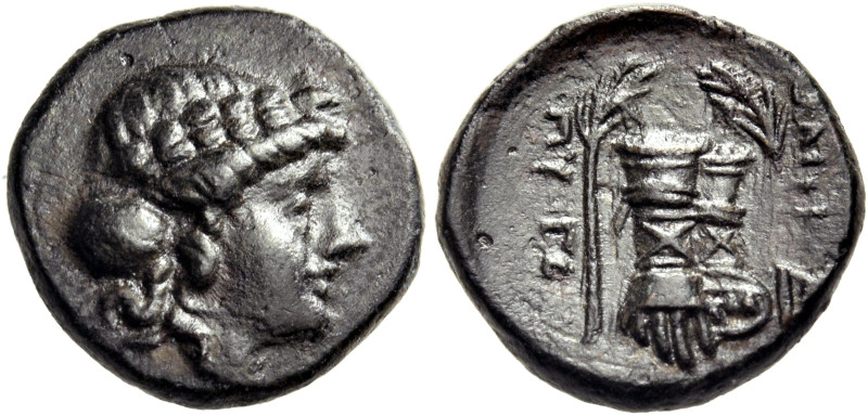 IONIA. Smyrna. Circa 115-105 BC. (Bronze, 15 mm, 2.61 g, 12 h), struck under the...