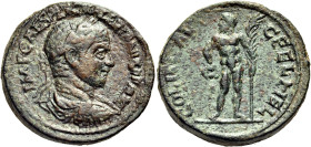 SYRIA, Coele-Syria. Heliopolis. Valerian I, 253-260. (Bronze, 27 mm, 15.53 g, 12 h), 256/257. IMP CAES P LIC VALERIANVS P F AVG Laureate, draped and c...