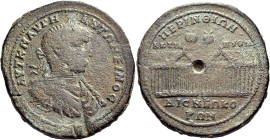 THRACE. Perinthus. Elagabalus, 218-222. Oktassarion (Bronze, 43 mm, 40.25 g, 1 h), commemorating Perinthus's two Neokorates as well as the city's Akti...