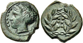 SICILY. Himera. Circa 415-409 BC. Hemilitron or Hexonkion (Bronze, 17 mm, 4.16 g, 7 h). IM-E Head of nymph to left, wearing taenia and a simple neckla...