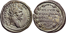 BITHYNIA. Nicaea. Septimius Severus, 193-211. (Bronze, 28 mm, 13.90 g, 12 h), countermarked on the obverse, circa 206. AYT KA CЄΠTIMIOC CЄYHPOC ΠЄP AY...