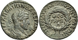 LYDIA. Nysa. Valerian I, 253-260. (Bronze, 27 mm, 8.39 g, 6 h), struck under the grammateus Marcus Aurelius Laianos. ΑΥΤ Κ ΠΟ ΛΙΚΙΝ ΒΑΛΕΡΙΑΝΟC Laureat...