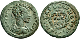 CILICIA. Anazarbus. Commodus, 177-192. (Bronze, 21 mm, 4.63 g, 6 h), year ΘϘΡ = 199 = 180/1. ΑVΤΟ Κ Μ ΑV ΚΟΜΟΔΟC Laureate, draped and cuirassed bust o...