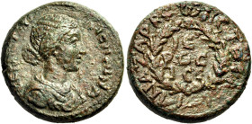 CILICIA. Anazarbus. Crispina, Augusta, 178-191. (Bronze, 20 mm, 7.90 g, 12 h), year ΘϘΡ = 199 = 180/1. ΚΡΙCϹΠЄΙΝΑ CЄΒΑCΤΗΝ Draped bust of Crispina to ...