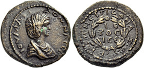 CILICIA. Anazarbus. Julia Domna, Augusta, 193-217. (Bronze, 23 mm, 8.92 g, 12 h), year ΓIC = 213 = 194/5. IOYΛIA ΔOMNA CЄΒ Draped bust of Julia Domna ...