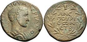 CILICIA. Anemurium. Valerian I, 253-260. (Bronze, 26 mm, 10.74 g, 6 h), year Β = 2 = 254/5. ΑΥ Κ ΠΟ ΛΙ ΟΥΑΛЄΡΙΑΝΟΝ Laureate, draped and cuirassed bust...