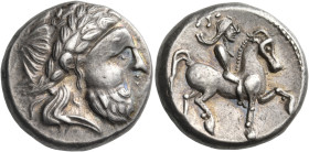 EASTERN EUROPE. Imitations of Philip II of Macedon. 3rd century BC. Tetradrachm (Silver, 23 mm, 13.47 g, 7 h). Stylized laureate head of Zeus to right...