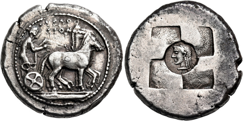 SICILY. Syracuse. Early Tyrannies, circa 505-490 BC. Tetradrachm (Silver, 28.5 m...