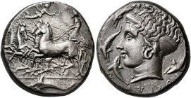 SICILY. Syracuse. Dionysios I, 405-367 BC. Tetradrachm (Silver, 17.06 mm, 17.06 g, 8 h), unsigned dies in the style of Eukleidas, circa 405-400. Chari...