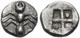 CIMMERIAN BOSPOROS. Pantikapaion. Circa 470-460 BC. Tetartemorion (Silver, 6 mm, 0.23 g). Ant seen from above. Rev. Quadripartite incuse square, with ...