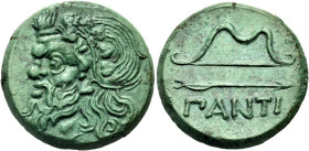 CIMMERIAN BOSPOROS. Pantikapaion. Circa 340-325 BC. (Bronze, 25 mm, 14.33 g, 2 h). Bearded head of Satyr to left, with animal ear and wearing ivy wrea...