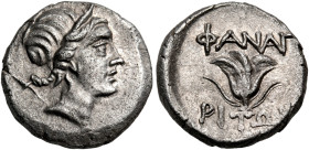 CIMMERIAN BOSPOROS. Phanagoreia. Time of Mithridates VI Eupator, circa 109-105 BC. Tetrobol (Silver, 14 mm, 2.19 g, 12 h). Head of Artemis to right, w...